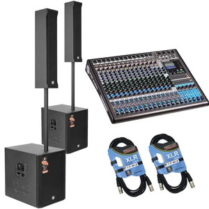 (2) PSG AUDIO Raptor 15 3400W Portable Line Array Column PA - PSG Audio EMX16 Mixer - (2) XLR Cables Bundle (2) PSG AUDIO Raptor 15 3400W Portable Line Array Column PA - PSG Audio EMX16 Mixer - (2) XLR Cables Bundle