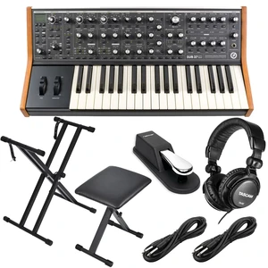 Moog Subsequent 37 Paraphonic Analog Synthesizer - Keyboard Stand and Bench - Sustain Pedal - (2) 1/4 Cables - Tascam TH02 Bundle Moog Subsequent 37 Paraphonic Analog Synthesizer - Keyboard Stand and Bench - Sustain Pedal - (2) 1/4 Cables - Tascam TH02 Bundle