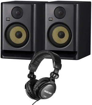 (2) KRK ROKIT 5 G5 5 Powered Studio Monitor (Black), Tascam TH02 Bundle (2) KRK ROKIT 5 G5 5 Powered Studio Monitor (Black), Tascam TH02 Bundle