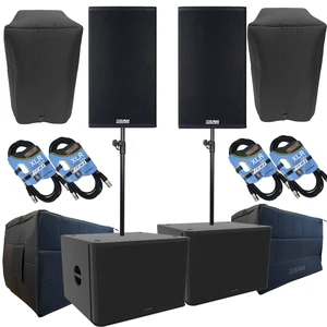 (2) EAW RS121 1500W 12 Powered Loudspeaker, (2) EAW RS118 Subs, (2) EAW Covers, (2) EAW Sub Covers, (2) Speaker Poles, (4) XLR Cables Bundle (2) EAW RS121 1500W 12 Powered Loudspeaker, (2) EAW RS118 Subs, (2) EAW Covers, (2) EAW Sub Covers, (2) Speaker Poles, (4) XLR Cables Bundle