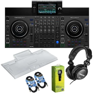 Denon DJ SC Live 4 Standalone DJ Controller, Decksaver, Tascam TH-02, (2) XLR Cables, Shure SV100 Bundle Denon DJ SC Live 4 Standalone DJ Controller, Decksaver, Tascam TH-02, (2) XLR Cables, Shure SV100 Bundle