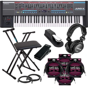 Roland Juno-X 61-key Synthesizer, Keyboard Stand, Bench, Tascam TH02, Sustain Pedal, Nektar NP-X, (2) Midi Cables, (4) ErnieBall 1/4 Bundle Roland Juno-X 61-key Synthesizer, Keyboard Stand, Bench, Tascam TH02, Sustain Pedal, Nektar NP-X, (2) Midi Cables, (4) ErnieBall 1/4 Bundle