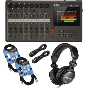 Zoom R20 16-track Recorder/Interface, (2) XLR Cables, (2) 1/4 Cables, Tascam TH02 Bundle Zoom R20 16-track Recorder/Interface, (2) XLR Cables, (2) 1/4 Cables, Tascam TH02 Bundle