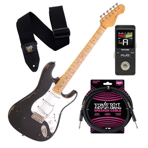 Vintage V6 ICON Electric Guitar DB Black, KLIQ TinyTune, ErnieBall Cable, ErnieBall P04037 Bundle Vintage V6 ICON Electric Guitar DB Black, KLIQ TinyTune, ErnieBall Cable, ErnieBall P04037 Bundle