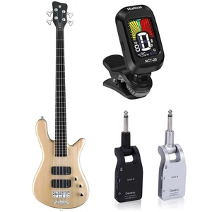 Warwick RockBass Streamer 4-String Bass Natural Transparent Satin, Getaria 2.4GHZ Wireless, MARTISAN Tuner Bundle Warwick RockBass Streamer 4-String Bass Natural Transparent Satin, Getaria 2.4GHZ Wireless, MARTISAN Tuner Bundle
