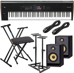 Korg Nautilus 88 Synthesizer Workstation, (2) KRK RP5G4 Monitors, Monitor Stands, Keyboard Stand and Bench, (2) 1/4 Cables Bundle Korg Nautilus 88 Synthesizer Workstation, (2) KRK RP5G4 Monitors, Monitor Stands, Keyboard Stand and Bench, (2) 1/4 Cables Bundle