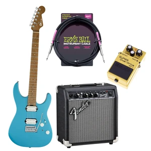 Charvel Pro-Mod DK24 HH 2PT Electric Guitar Matte Blue Frost, Fender Frontman 10G, ErnieBall Cable, BOSS Pedal (SD-1) Bundle Charvel Pro-Mod DK24 HH 2PT Electric Guitar Matte Blue Frost, Fender Frontman 10G, ErnieBall Cable, BOSS Pedal (SD-1) Bundle