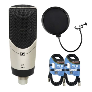 Sennheiser MK 4 Studio Condenser Mic, Pop Filter, (2) XLR Cables Bundle Sennheiser MK 4 Studio Condenser Mic, Pop Filter, (2) XLR Cables Bundle