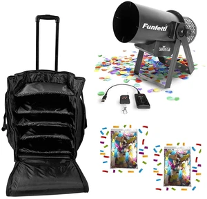 Chauvet DJ Funfetti Confetti Launcher - Rockville Rolling Travel Bag RLB50 - (2) JPACO Metallic Confetti Refill Chauvet DJ Funfetti Confetti Launcher - Rockville Rolling Travel Bag RLB50 - (2) JPACO Metallic Confetti Refill