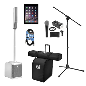Electro-Voice EVOLVE 30M White - Carrying and Rolling Bag - Ipad Air 2 16GB Reconditioned - SM58 Mic - XLR Cable - Mic Stand Electro-Voice EVOLVE 30M White - Carrying and Rolling Bag - Ipad Air 2 16GB Reconditioned - SM58 Mic - XLR Cable - Mic Stand
