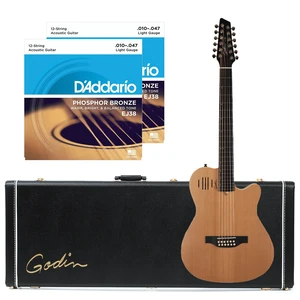 Godin A12 12-string Natural Semi-gloss (025343) - Godin V1095 Hard Shell Case - (2) D'Addario EJ38 Phosphor Bronze Godin A12 12-string Natural Semi-gloss (025343) - Godin V1095 Hard Shell Case - (2) D'Addario EJ38 Phosphor Bronze