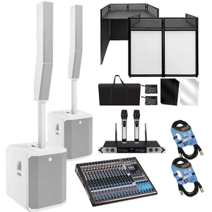 (2) Electro-Voice Evolve 90 2000W Column PA Speaker (White) - PSG Audio EMX16 - Facade Booth - (2) PSG Audio MP0919 - (2) XLR Cables Bundle (2) Electro-Voice Evolve 90 2000W Column PA Speaker (White) - PSG Audio EMX16 - Facade Booth - (2) PSG Audio MP0919 - (2) XLR Cables Bundle