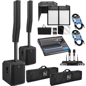 (2) Electro-Voice Evolve 70 2000W Column PA Speaker (Black) - PSG Audio EMX16 - Facade Booth - PSG Audio MP0919 - (2) XLR Cables Bundle (2) Electro-Voice Evolve 70 2000W Column PA Speaker (Black) - PSG Audio EMX16 - Facade Booth - PSG Audio MP0919 - (2) XLR Cables Bundle