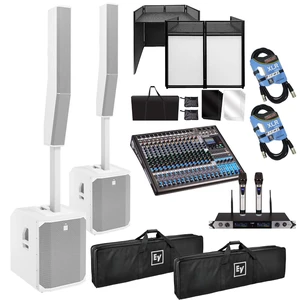 (2) Electro-Voice Evolve 70 2000W Column PA Speaker (White) - PSG Audio EMX16 - Facade Booth - PSG Audio MP0919 - (2) XLR Cables Bundle (2) Electro-Voice Evolve 70 2000W Column PA Speaker (White) - PSG Audio EMX16 - Facade Booth - PSG Audio MP0919 - (2) XLR Cables Bundle