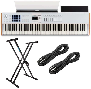 Arturia KeyLab 88 MK3 Keyboard Controller (White) - Keyboard Stand - (2) 1/4 Cables Bundle Arturia KeyLab 88 MK3 Keyboard Controller (White) - Keyboard Stand - (2) 1/4 Cables Bundle