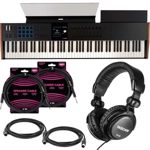 Arturia KeyLab 88 MK3 Keyboard Controller (Black) - (2) ErnieBall 1/4 Cables - (2) Midi Cables - Tascam TH02 Bundle Arturia KeyLab 88 MK3 Keyboard Controller (Black) - (2) ErnieBall 1/4 Cables - (2) Midi Cables - Tascam TH02 Bundle
