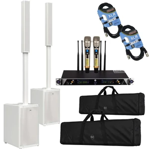 (2) RCF EVOX J9 Active 3-way 2100W Column Array (White) - PSG AUDIO UGX21II - (2) XLR Cables Bundle (2) RCF EVOX J9 Active 3-way 2100W Column Array (White) - PSG AUDIO UGX21II - (2) XLR Cables Bundle