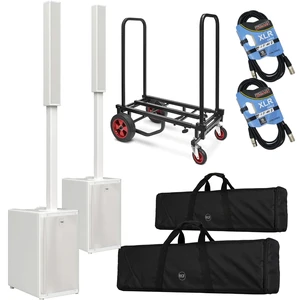 (2) RCF EVOX J9 Active 3-way 2100W Column Array (White) - Pyle Compact Dolly - (2) XLR Cables Bundle (2) RCF EVOX J9 Active 3-way 2100W Column Array (White) - Pyle Compact Dolly - (2) XLR Cables Bundle