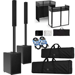 (2) RCF EVOX J9 Active 3-way 2100W Column Array (Black) - Portable DJ Booth Facade - (2) XLR Cables Bundle (2) RCF EVOX J9 Active 3-way 2100W Column Array (Black) - Portable DJ Booth Facade - (2) XLR Cables Bundle