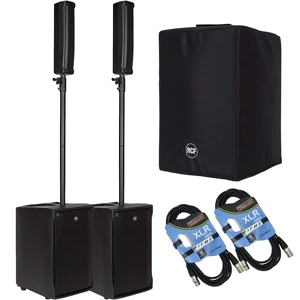 (2) RCF EVOX J8 Active Portable PA System (Black) - RCF Protective Cover - (2) XLR Cables Bundle (2) RCF EVOX J8 Active Portable PA System (Black) - RCF Protective Cover - (2) XLR Cables Bundle
