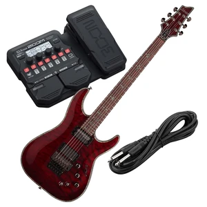 Schecter Hellraiser C-1 FR-S Electric Guitar Black Cherry - Zoom G1X Pedal - 1/4 Cable Bundle Schecter Hellraiser C-1 FR-S Electric Guitar Black Cherry - Zoom G1X Pedal - 1/4 Cable Bundle
