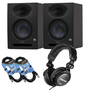 (2) PreSonus Eris Studio 5 Powered Studio Monitor, (2) XLR Cables, Tascam TH02 Bundle (2) PreSonus Eris Studio 5 Powered Studio Monitor, (2) XLR Cables, Tascam TH02 Bundle