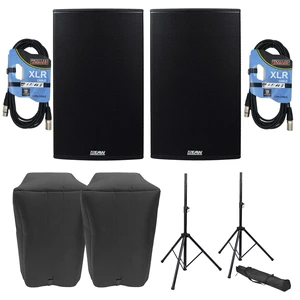 (2) EAW RS151 1500W 15 Powered Loudspeaker, (2) EAW Covers, (2) Speaker Stands, (2) XLR Cables Bundle (2) EAW RS151 1500W 15 Powered Loudspeaker, (2) EAW Covers, (2) Speaker Stands, (2) XLR Cables Bundle