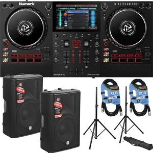 Numark Mixstream Pro+ Standalone DJ Controller, (2) PSG AUDIO Cobra 112, Speakers Stands, (2) XLR Cables Bundle Numark Mixstream Pro+ Standalone DJ Controller, (2) PSG AUDIO Cobra 112, Speakers Stands, (2) XLR Cables Bundle