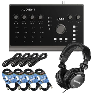 Audient iD44 MkII 20×24 USB Audio Interface, (4) XLR Cables, (4) 1/4 Cables, Tascam TH02 Bundle Audient iD44 MkII 20×24 USB Audio Interface, (4) XLR Cables, (4) 1/4 Cables, Tascam TH02 Bundle