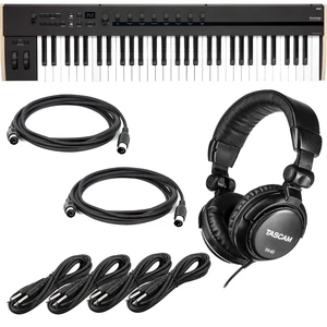 Korg Keystage 61-key MIDI Keyboard Controller, Tascam TH-02, (2) Midi Cables, (4) 1/4 Cables Bundle Korg Keystage 61-key MIDI Keyboard Controller, Tascam TH-02, (2) Midi Cables, (4) 1/4 Cables Bundle