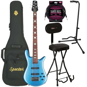 Spector Euro 5 Classic Bass Guitar, Metallic Blue Gloss, Gator GFW-GTR-SEAT and Stand, ErnieBall 1/4 Cable Bundle Spector Euro 5 Classic Bass Guitar, Metallic Blue Gloss, Gator GFW-GTR-SEAT and Stand, ErnieBall 1/4 Cable Bundle
