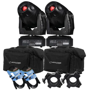 (2) Eliminator Lighting Stealth Spot LED Moving Head, (2) ADJ F4 Par Bags, (2) DMX Cables, (2) O Clamp Bundle (2) Eliminator Lighting Stealth Spot LED Moving Head, (2) ADJ F4 Par Bags, (2) DMX Cables, (2) O Clamp Bundle
