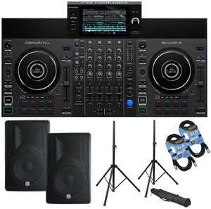 Denon DJ SC Live 4 Standalone DJ Controller, (2) PSG Audio Cobra 112, (2) XLR Cables, Speaker Stands Bundle Denon DJ SC Live 4 Standalone DJ Controller, (2) PSG Audio Cobra 112, (2) XLR Cables, Speaker Stands Bundle
