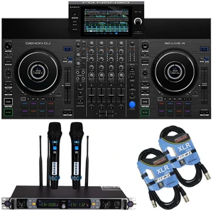 Denon DJ SC Live 4 Standalone DJ Controller, PSG Audio UGX20II Wireless Mic, (2) XLR Cables Bundle Denon DJ SC Live 4 Standalone DJ Controller, PSG Audio UGX20II Wireless Mic, (2) XLR Cables Bundle