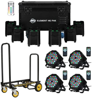 American DJ Element H6 Pak with Charging Case (6-Pack), Rock-N-Roller R2RT, Litake36 LED Stage Lights 4 Pack Bundle American DJ Element H6 Pak with Charging Case (6-Pack), Rock-N-Roller R2RT, Litake36 LED Stage Lights 4 Pack Bundle