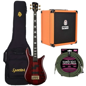 Spector Euro 4 LT Bass Guitar - Red Fade Gloss, Orange Crush Bass, Ernie Ball P06077 Bundle Spector Euro 4 LT Bass Guitar - Red Fade Gloss, Orange Crush Bass, Ernie Ball P06077 Bundle