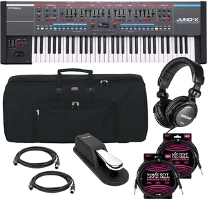 Roland Juno-X 61-key Synthesizer, Gator GKB-61, (2) Midi Cables, (2) ErnieBall 1/4, Sustain Pedal, Tascam TH02 Bundle Roland Juno-X 61-key Synthesizer, Gator GKB-61, (2) Midi Cables, (2) ErnieBall 1/4, Sustain Pedal, Tascam TH02 Bundle