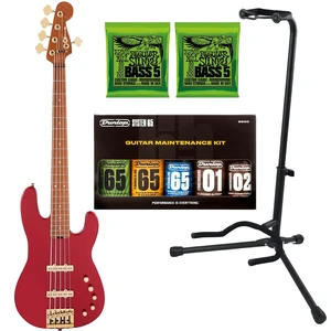 Charvel Pro-Mod San Dimas Bass JJ V, Candy Apple, (2) Ernie Ball 2836, Gator Stand, Dunlop 6500 Kit Bundle Charvel Pro-Mod San Dimas Bass JJ V, Candy Apple, (2) Ernie Ball 2836, Gator Stand, Dunlop 6500 Kit Bundle