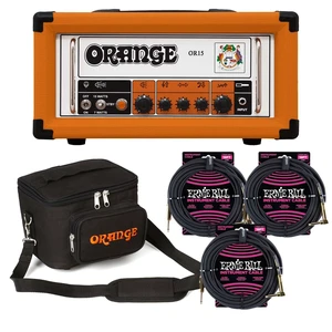 Orange OR15H 15W Tube Head (Orange), Orange Micro Bag, (3) Ernie Ball 1/4 Cables Bundle Orange OR15H 15W Tube Head (Orange), Orange Micro Bag, (3) Ernie Ball 1/4 Cables Bundle