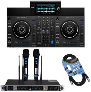 Denon DJ SC Live 2 Standalone DJ Controller, PSG Audio UGX 20II Dual Wireless Mic, XLR Cable Bundle Denon DJ SC Live 2 Standalone DJ Controller, PSG Audio UGX 20II Dual Wireless Mic, XLR Cable Bundle