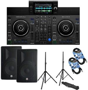 Denon DJ SC Live 2 Standalone DJ Controller, (2) PSG Audio Cobra 112, Speakers Stands, (2) XLR Cables Bundle Denon DJ SC Live 2 Standalone DJ Controller, (2) PSG Audio Cobra 112, Speakers Stands, (2) XLR Cables Bundle