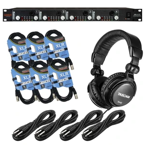 Warm Audio WA-412 4-Channel MicPre-Amp, (4) 1/4 Cables, (6) XLR Cables, Tascam TH02 Bundle Warm Audio WA-412 4-Channel MicPre-Amp, (4) 1/4 Cables, (6) XLR Cables, Tascam TH02 Bundle