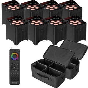 (8) Chauvet DJ Freedom Par T6 Battery-Powered, (2) IBVIVIC 4 Par Bags, Chauvet DJ RFC-XL Bundle (8) Chauvet DJ Freedom Par T6 Battery-Powered, (2) IBVIVIC 4 Par Bags, Chauvet DJ RFC-XL Bundle