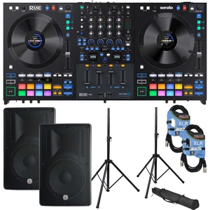 Rane Four 4-channel DJ Controller, (2) PSG Audio Cobra 112, Speaker Stands, (2) XLR Cables Bundle Rane Four 4-channel DJ Controller, (2) PSG Audio Cobra 112, Speaker Stands, (2) XLR Cables Bundle