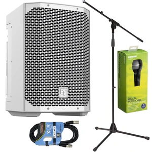 Electro-Voice Everse 8 Battery Speaker (White), Mic Stand, Shure SV100, XLR Cable Bundle Electro-Voice Everse 8 Battery Speaker (White), Mic Stand, Shure SV100, XLR Cable Bundle