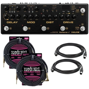 NUX Cerberus Guitar Multi Effects Pedal, (2) ErnieBall 1/4 Cable, (2) Midi Cables Bundle NUX Cerberus Guitar Multi Effects Pedal, (2) ErnieBall 1/4 Cable, (2) Midi Cables Bundle