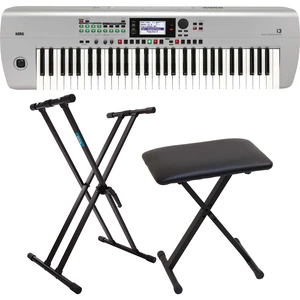 Korg i3 Arranger Keyboard (Silver), Keyboard Stand, Bench Bundle Korg i3 Arranger Keyboard (Silver), Keyboard Stand, Bench Bundle