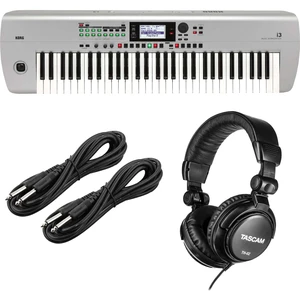 Korg i3 Arranger Keyboard (Silver), Tascam TH02, (2) 1/4 Cables Bundle Korg i3 Arranger Keyboard (Silver), Tascam TH02, (2) 1/4 Cables Bundle