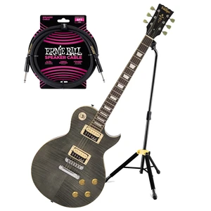 Vintage V100TBK Electric Guitar, Flamed Black, ErnieBall Cable, Hercules Stand Bundle Vintage V100TBK Electric Guitar, Flamed Black, ErnieBall Cable, Hercules Stand Bundle