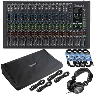 Mackie Onyx24 24-channel Analog Mixer, (4) XLR Cables, (4) 1/4 Cables, Dust Cover, Tascam TH02 Bundle Mackie Onyx24 24-channel Analog Mixer, (4) XLR Cables, (4) 1/4 Cables, Dust Cover, Tascam TH02 Bundle
